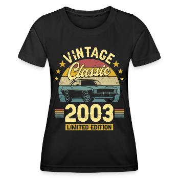 Autojahrgang 2003 20-jähriges Jubiläum - Frauen Funktions-T-Shirt - Schwarz - Vorne - AI Model Female 172 light (172cm)