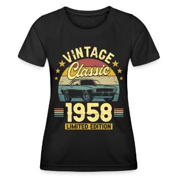 Voiture Vintage 1958 65 Ans Anniversaire - T-shirt sport Femme - noir - Devant - AI Model Female 172 light (172cm)