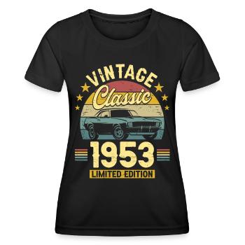 Car Vintage 1953 70 Years Anniversary - Women's Functional T-Shirt - black - Front - AI Model Female 172 light (172cm)