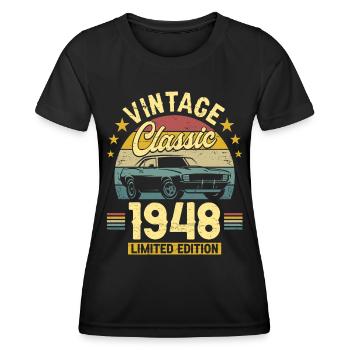 Car Vintage 1948 75 Years Anniversary - Women's Functional T-Shirt - black - Front - AI Model Female 172 light (172cm)