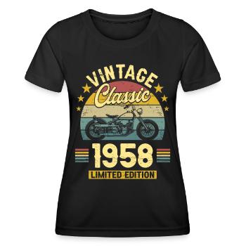 Moto Vintage 1958 65 Ans Anniversaire - T-shirt sport Femme - noir - Devant - AI Model Female 172 light (172cm)