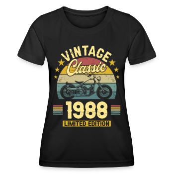 Vintage Motorcycle 1988 35 Years Anniversary - Women's Functional T-Shirt - black - Front - AI Model Female 172 light (172cm)