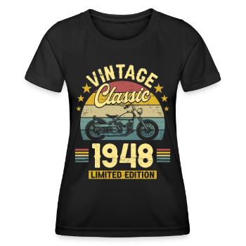 Vintage Motorcycle 1948 75 Years Anniversary - Women's Functional T-Shirt - black - Front - AI Model Female 172 light (172cm)