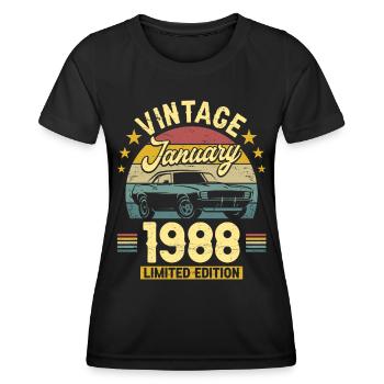 Vintage January 1988 35 years anniversary - Women's Functional T-Shirt - black - Front - AI Model Female 172 light (172cm)