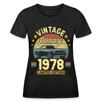 Vintage February 1978 45 years anniversary - Women's Functional T-Shirt - black - Front - AI Model Female 172 light (172cm)