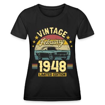 Vintage February 1948 75 years anniversary - Women's Functional T-Shirt - black - Front - AI Model Female 172 light (172cm)