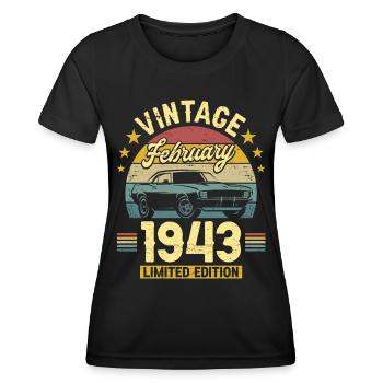 Vintage February 1943 80 years anniversary - Women's Functional T-Shirt - black - Front - AI Model Female 172 light (172cm)