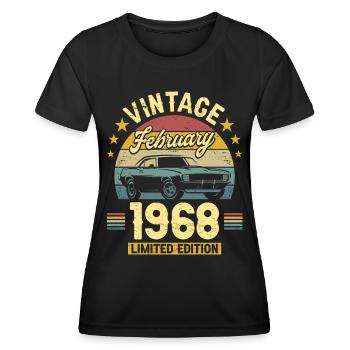 Vintage February 1968 55 years anniversary - Women's Functional T-Shirt - black - Front - AI Model Female 172 light (172cm)