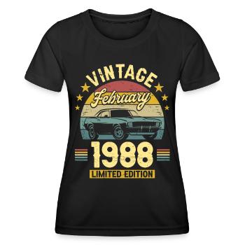 Vintage February 1988 35 years anniversary - Women's Functional T-Shirt - black - Front - AI Model Female 172 light (172cm)