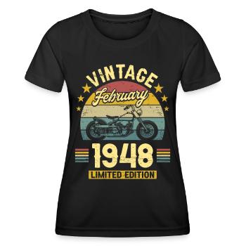 Vintage February 1948 75 years anniversary - Women's Functional T-Shirt - black - Front - AI Model Female 172 light (172cm)