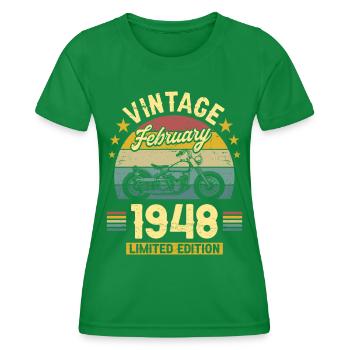 Vintage February 1948 75 years anniversary - Women's Functional T-Shirt - kelly green - Front - AI Model Female 172 dark (172cm)