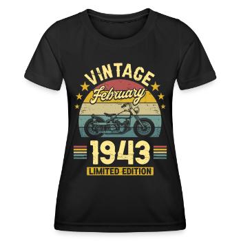 Vintage February 1943 80 years anniversary - Women's Functional T-Shirt - black - Front - AI Model Female 172 light (172cm)