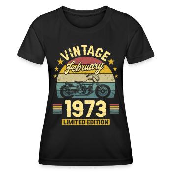 Vintage Février 1973 50 Ans Anniversaire - T-shirt sport Femme - noir - Devant - AI Model Female 172 light (172cm)