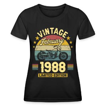 Vintage February 1988 35 years anniversary - Women's Functional T-Shirt - black - Front - AI Model Female 172 light (172cm)
