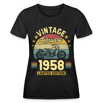 Vintage Février 1958 65 Ans Anniversaire - T-shirt sport Femme - noir - Devant - AI Model Female 172 light (172cm)