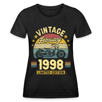 Vintage Février 1998 25 Ans Anniversaire - T-shirt sport Femme - noir - Devant - AI Model Female 172 light (172cm)