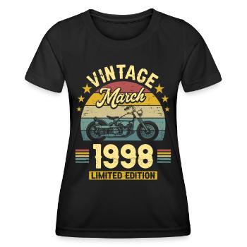 Vintage Motard Né En Mars 1998 25 Ans Anniversaire - T-shirt sport Femme - noir - Devant - AI Model Female 172 light (172cm)