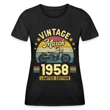 Vintage Motard Né En Mars 1958 65 Ans Anniversaire - T-shirt sport Femme - noir - Devant - AI Model Female 172 light (172cm)