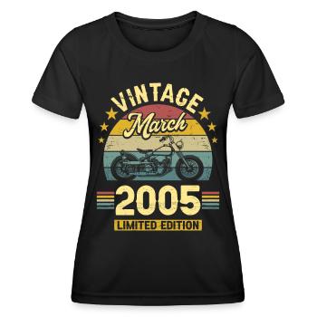 Oldtimer-Biker geboren im März 2005 18-jähriges Jubiläum - Frauen Funktions-T-Shirt - Schwarz - Vorne - AI Model Female 172 light (172cm)