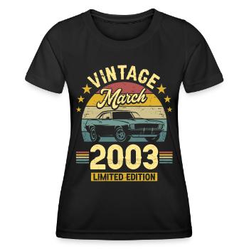 Vintage Mars 2003 20 Ans Anniversaire - T-shirt sport Femme - noir - Devant - AI Model Female 172 light (172cm)