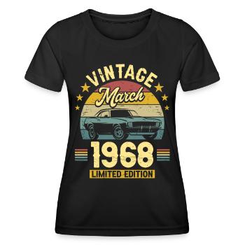 Vintage March 1968 55 years anniversary - Women's Functional T-Shirt - black - Front - AI Model Female 172 light (172cm)