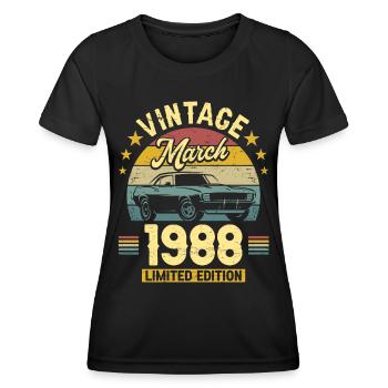 Vintage March 1988 35 years anniversary - Women's Functional T-Shirt - black - Front - AI Model Female 172 light (172cm)
