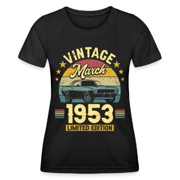 Vintage Mars 1953 70 Ans Anniversaire - T-shirt sport Femme - noir - Devant - AI Model Female 172 light (172cm)