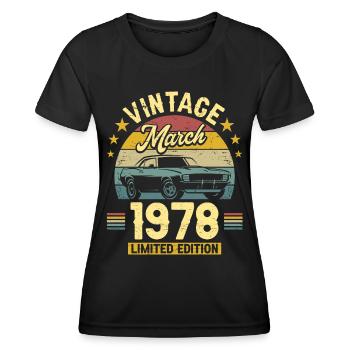 Vintage March 1978 45 years anniversary - Women's Functional T-Shirt - black - Front - AI Model Female 172 light (172cm)