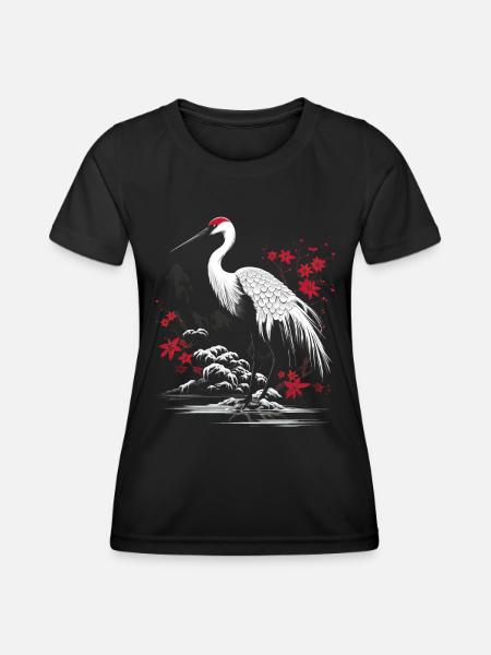 Japanischer Vogel Natur Japan Kultur Wildtiere - Frauen Funktions-T-Shirt - Schwarz