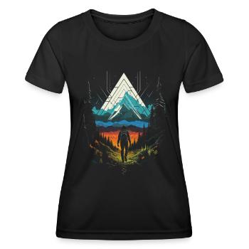 Randonneur Paysage Forêt Extérieure - T-shirt sport Femme - noir - Devant - AI Model Female 172 light (172cm)