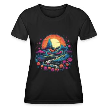 Hippie Love Nature Colorful Meditation - Women's Functional T-Shirt - black - Front - AI Model Female 172 light (172cm)