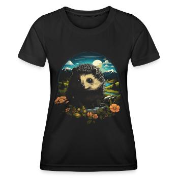 Hedgehog Animal - Women's Functional T-Shirt - black - Front - AI Model Female 172 light (172cm)