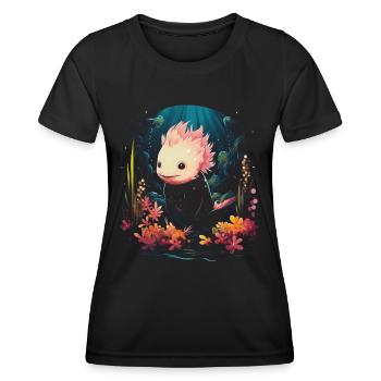 Mignon Axolotl Lover Artwork - T-shirt sport Femme - noir - Devant - AI Model Female 172 light (172cm)