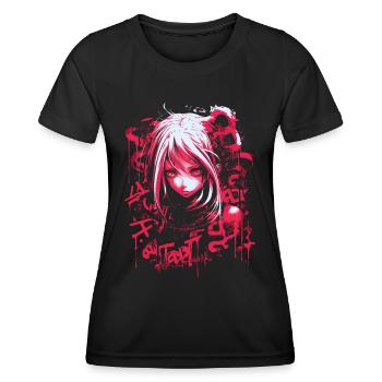 Anime Goth Girl Japanese Aesthetic Grunge Horror - Women's Functional T-Shirt - black - Front - AI Model Female 172 light (172cm)
