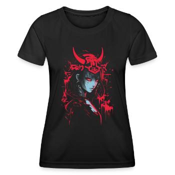 Anime Goth Girl Japanese Aesthetic Grunge Horror - Women's Functional T-Shirt - black - Front - AI Model Female 172 light (172cm)