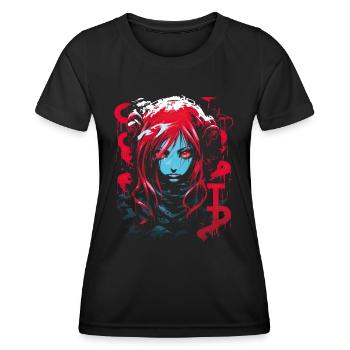 Anime Goth Girl Japanese Aesthetic Grunge Horror - Women's Functional T-Shirt - black - Front - AI Model Female 172 light (172cm)