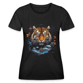 Clair De Lune, Tigre, Chinois, Japonais, Chine - T-shirt sport Femme - noir - Devant - AI Model Female 172 light (172cm)
