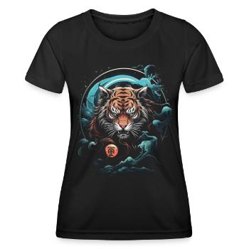 Clair De Lune, Tigre, Chinois, Japonais, Chine - T-shirt sport Femme - noir - Devant - AI Model Female 172 light (172cm)