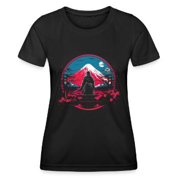 Japanisch Traditionell Berg fuji Japan Geisha - Frauen Funktions-T-Shirt - Schwarz - Vorne - AI Model Female 172 light (172cm)
