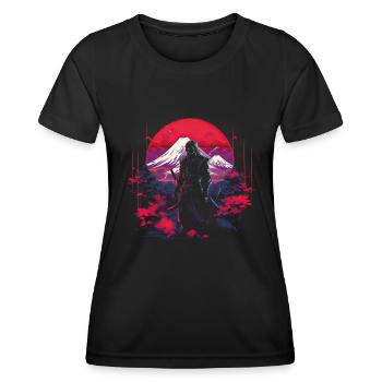 Japanese, Traditional, Mountain, Fuji, Japan, Geisha - Women's Functional T-Shirt - black - Front - AI Model Female 172 light (172cm)