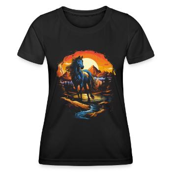 Horse, Nature, Wilderness - Women's Functional T-Shirt - black - Front - AI Model Female 172 light (172cm)
