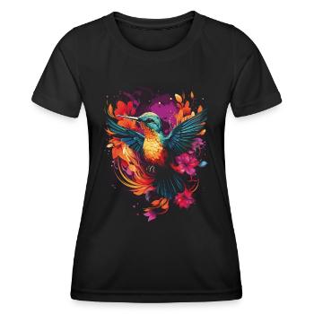 Kolibri Kunstwerk Bunt Vogelliebhaber - Frauen Funktions-T-Shirt - Schwarz - Vorne - AI Model Female 172 light (172cm)