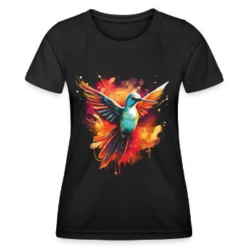 Kolibri Kunstwerk Bunt Vogelliebhaber - Frauen Funktions-T-Shirt - Schwarz - Vorne - AI Model Female 172 light (172cm)