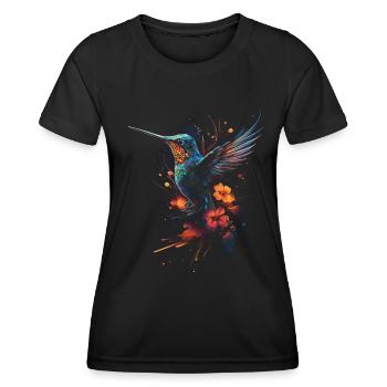 Hummingbird, Flower, Bird Lover, Animal - Women's Functional T-Shirt - black - Front - AI Model Female 172 light (172cm)