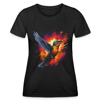 Kolibri Kunstwerk Bunt Vogelliebhaber - Frauen Funktions-T-Shirt - Schwarz - Vorne - AI Model Female 172 light (172cm)