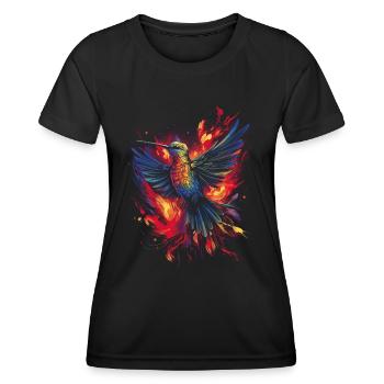 Kolibri Kunstwerk Bunt Vogelliebhaber - Frauen Funktions-T-Shirt - Schwarz - Vorne - AI Model Female 172 light (172cm)
