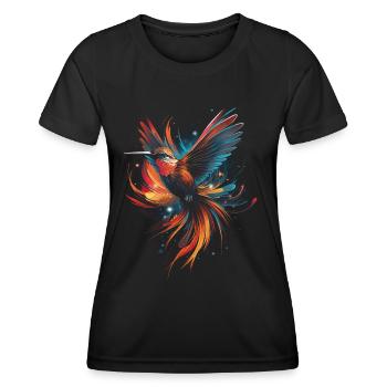 Kolibri Kunstwerk Bunt Vogelliebhaber - Frauen Funktions-T-Shirt - Schwarz - Vorne - AI Model Female 172 light (172cm)