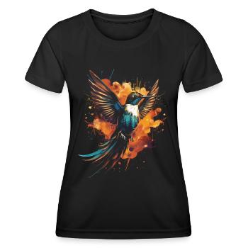 Kolibri Kunstwerk Bunt Vogelliebhaber - Frauen Funktions-T-Shirt - Schwarz - Vorne - AI Model Female 172 light (172cm)