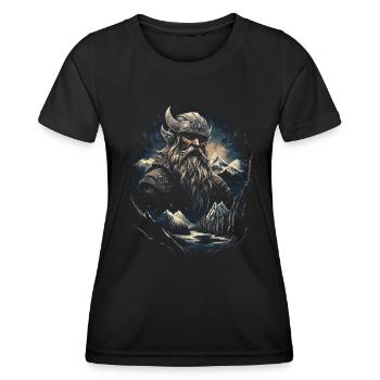Wikinger Langschiff Skandinavien Erforschung - Frauen Funktions-T-Shirt - Schwarz - Vorne - AI Model Female 172 light (172cm)