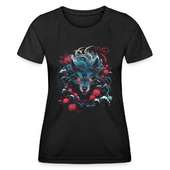 Wolf Japanisch Japanische Kunst Anime Traditionell - Frauen Funktions-T-Shirt - Schwarz - Vorne - AI Model Female 172 light (172cm)